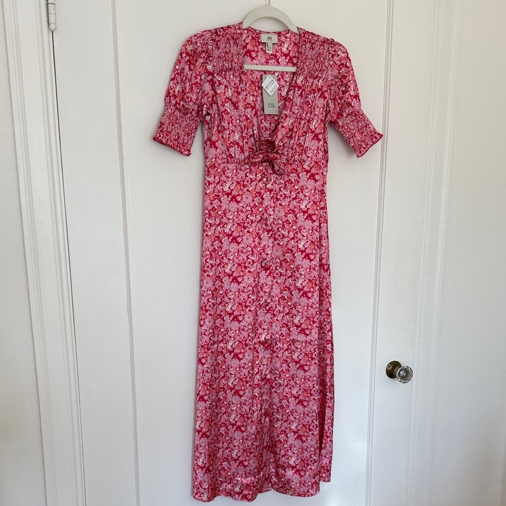 River Island Pink Floral Midi Dress